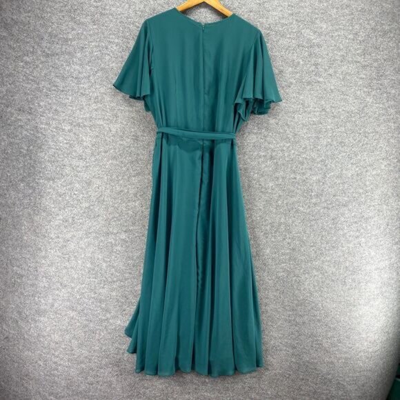 Tahari Dress Women 16 Plus Blue Sheath Midi Zipper Lined Belted Crew Neck Casual - Picture 2 of 9